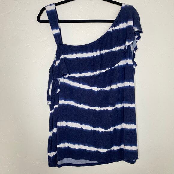Avenue Blue and White Striped Tie Dye Blouse Size 22 - 24 - Picture 8 of 9